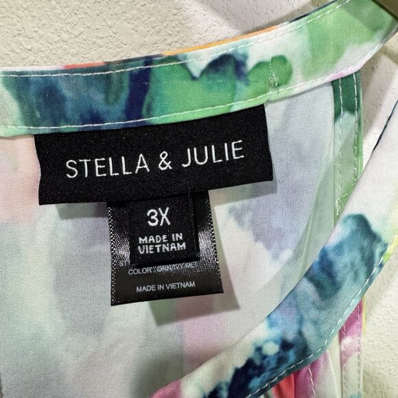 Watercolor 2X Plus Floral Stella & Julie Halter Neck Maxi Dress Boho Summer - Picture 4 of 10